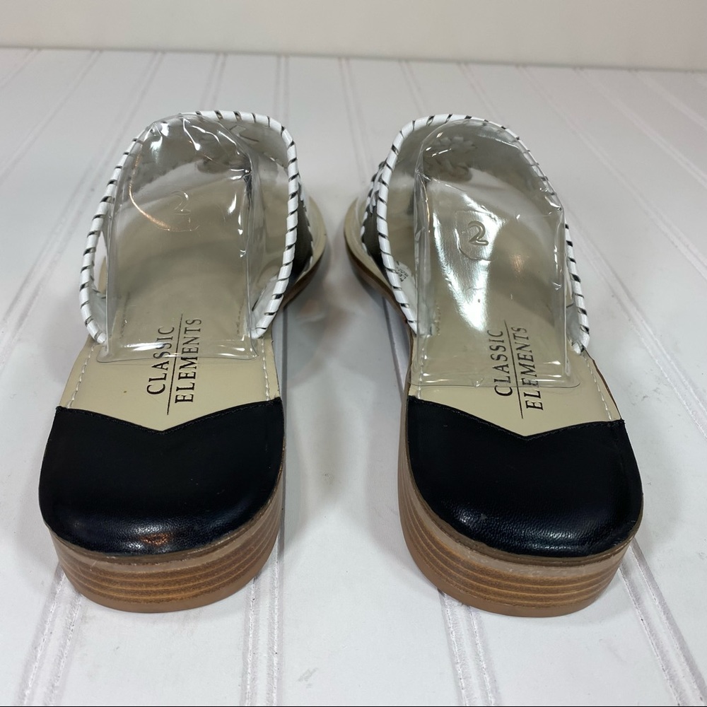 Classic Elements Black & White Leather Sandals - image 5